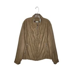 BUGATTI Men's Premium Suede Tan Zip Up Jacket Size 58